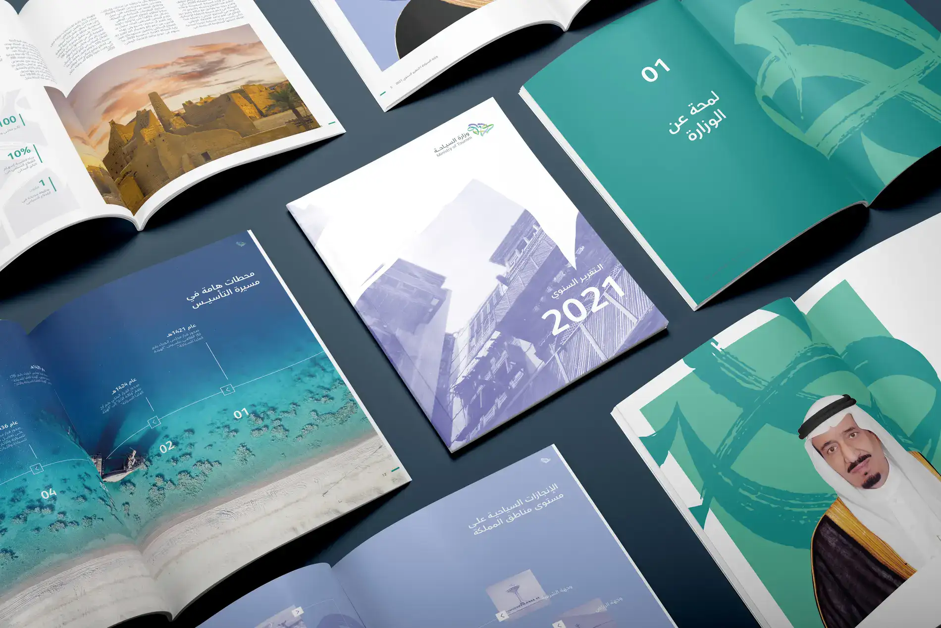 Ministry of Tourism Annual Report 3 Open layout with infographics and minimalist brush strokes reflecting tourism milestones.”