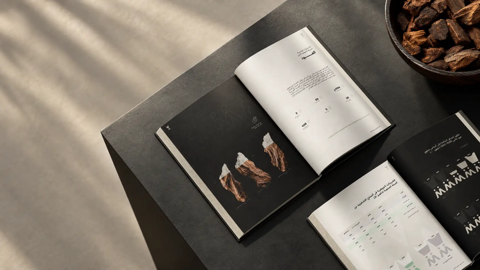 AL MAJED OUD Annual Report 9 AL MAJED OUD financial charts using the brand symbol beside a performance table