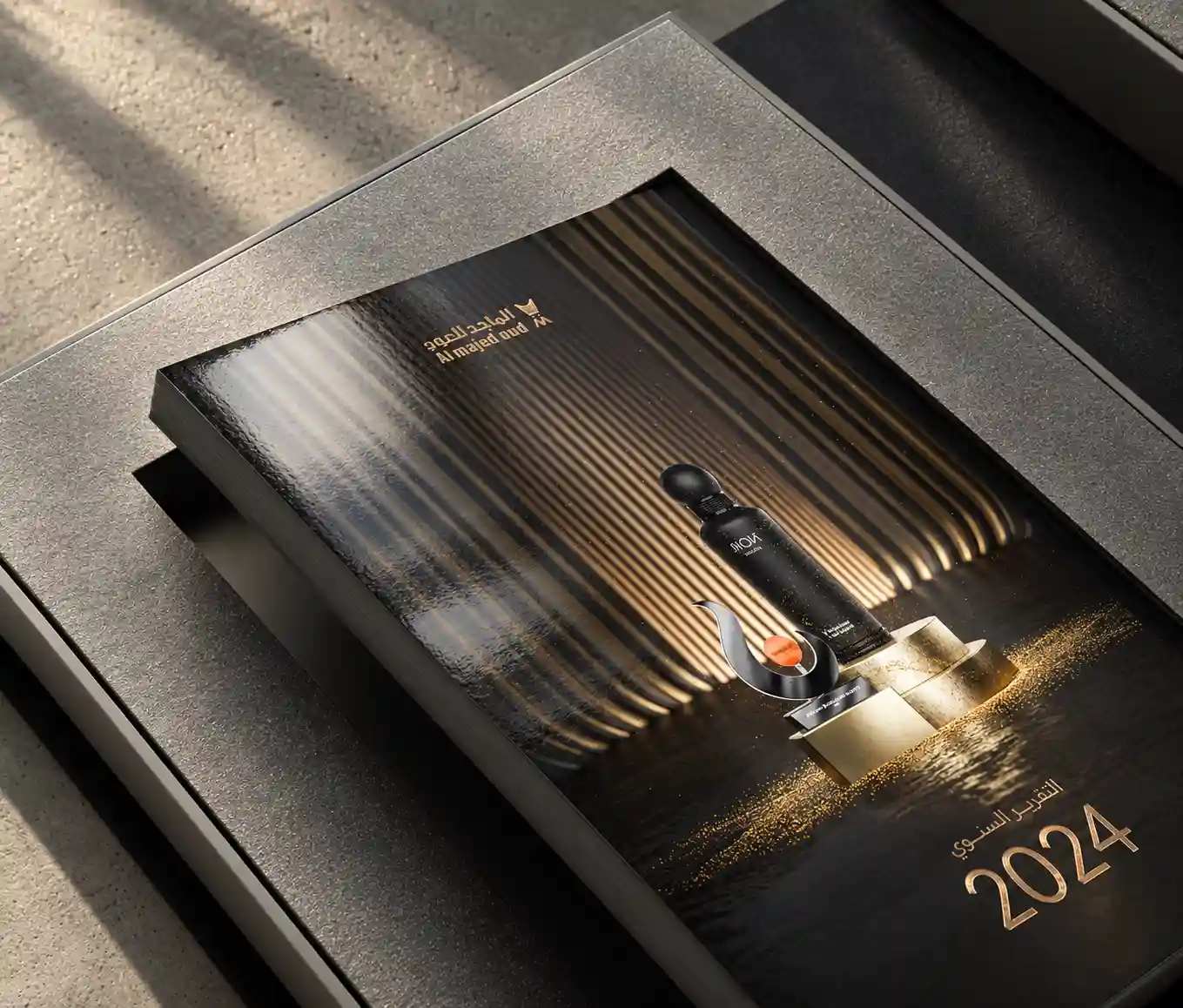 HOME 1 AL MAJED OUD annual report cover kit designed by RAM