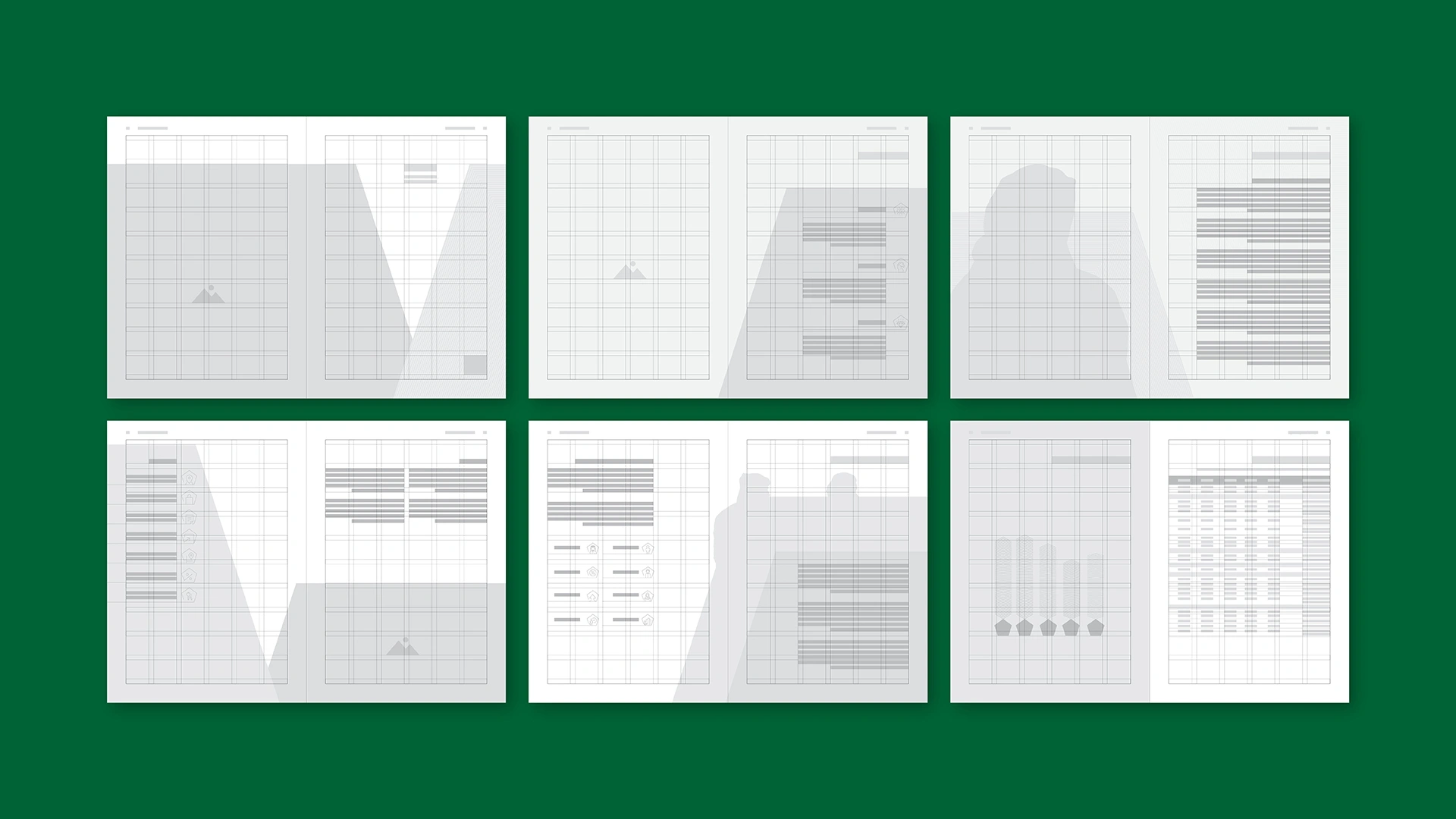 Editorial grid and page templates for Alandalus Property’s annual report