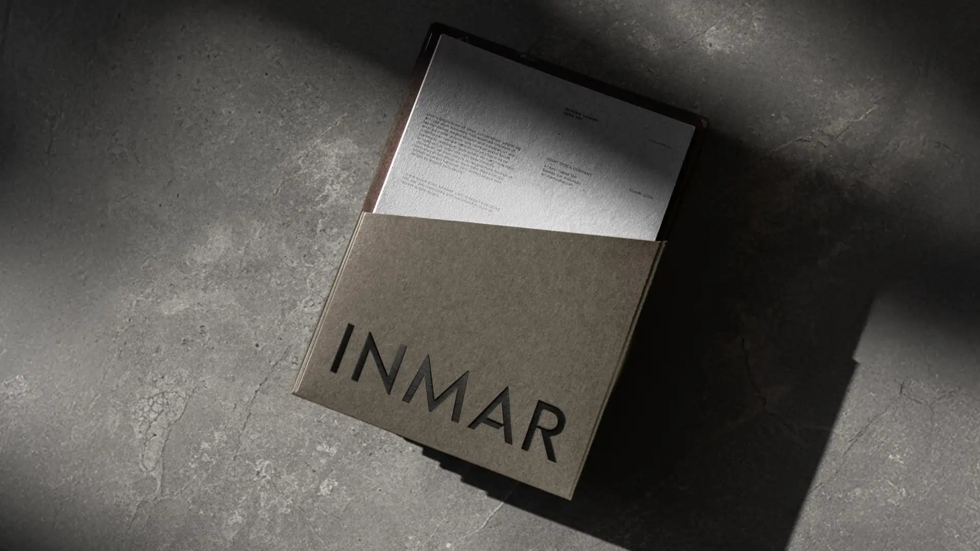 HOME 1 INMAR real estate branding stationary folder design by RAM